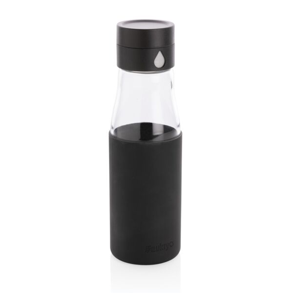 Ukiyo glass 600ml hydration tracking bottle with sleeve Thumbnail