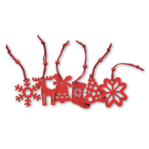 Set of 6 felt tree hangers Thumbnail