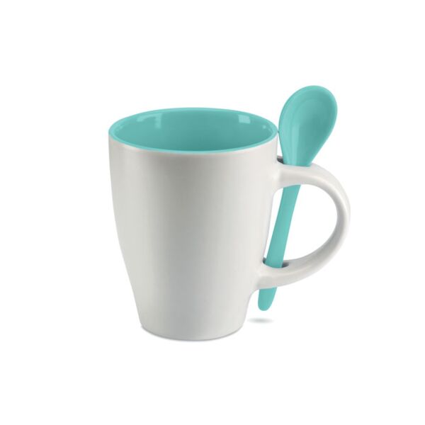 Bicolour mug with spoon 250 ml Thumbnail