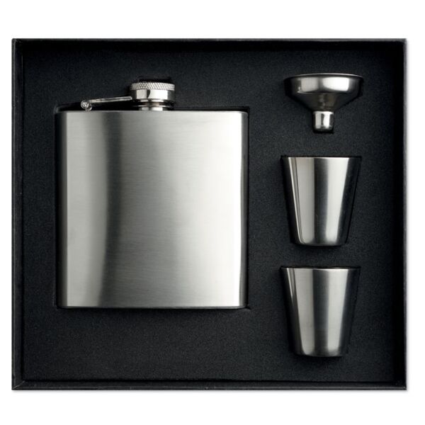 Slim hip flask w 2 cups set Thumbnail