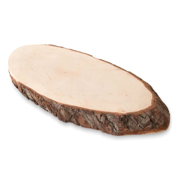 Oval wooden board with bark Thumbnail