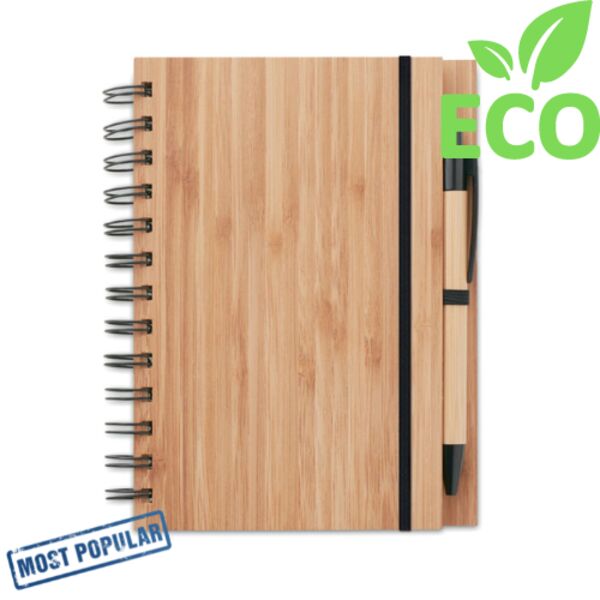 Bamboo notebook with pen lined Thumbnail