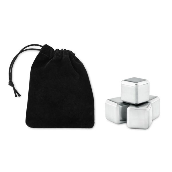 Set of 4 SS ice cubes in pouch Thumbnail