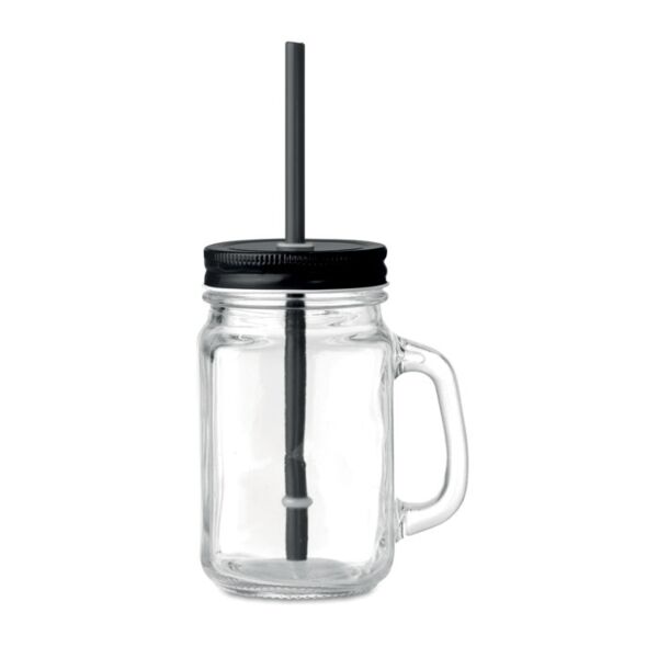 Glass Mason jar with straw Thumbnail