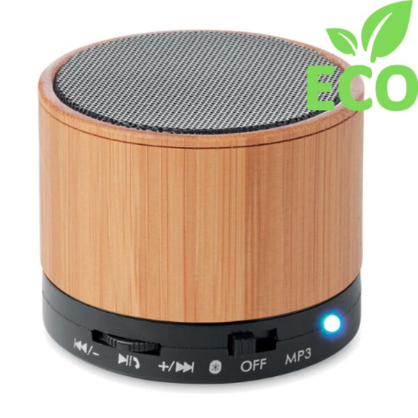 Round Bamboo wireless speaker Thumbnail