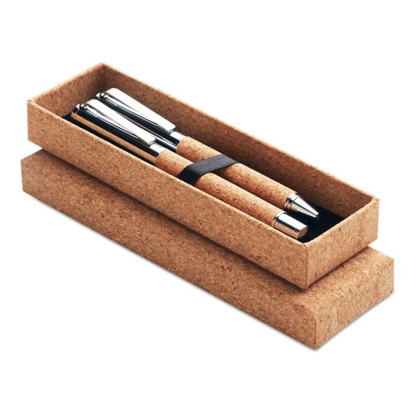 Metal Ball pen set in cork box Thumbnail