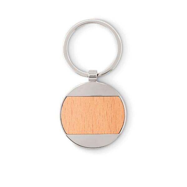 Zinc alloy and wood key ring Thumbnail