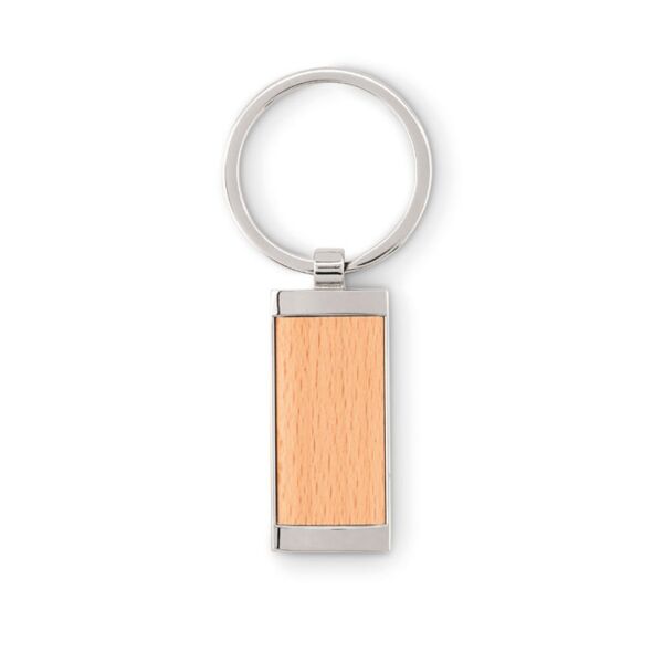 Zinc alloy and wood key ring Thumbnail