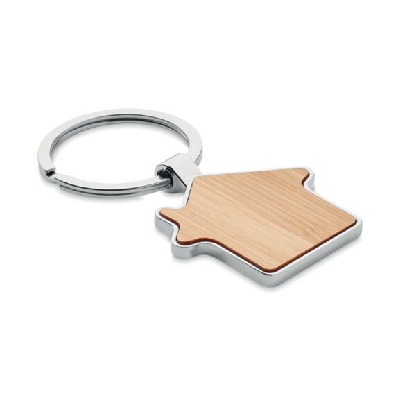 House key ring metal bamboo Thumbnail
