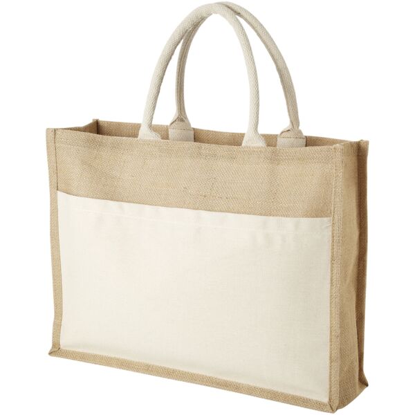 Mumbay cotton pocket jute tote bag Thumbnail