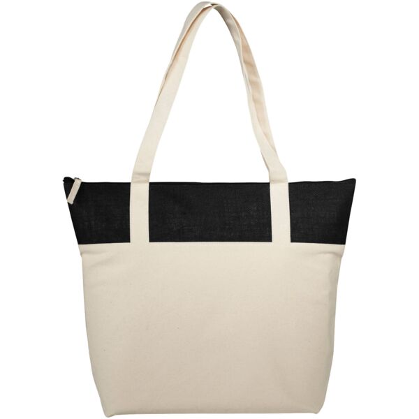 Jones 320 g/m² zippered cotton and jute tote bag Thumbnail