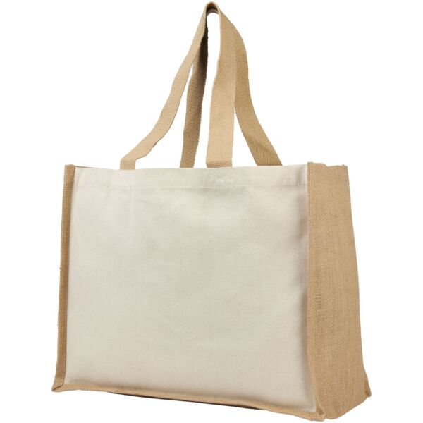 Varai 320 g/m² canvas and jute shopping tote bag Thumbnail