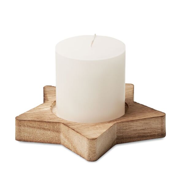 Candle on star wooden base Thumbnail