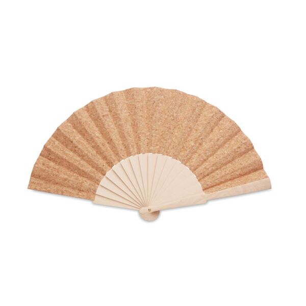 Wood hand fan with cork fabric Thumbnail