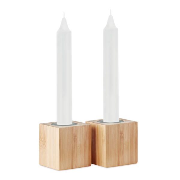 2 candles and bamboo holders Thumbnail