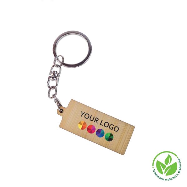 Key Ring Bamboo Rectangular 41 x 18 mm, Print in full color Thumbnail