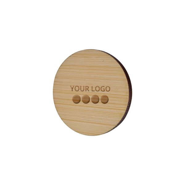 Badge Bamboo Round 40 mm, Needle, Engraving Thumbnail