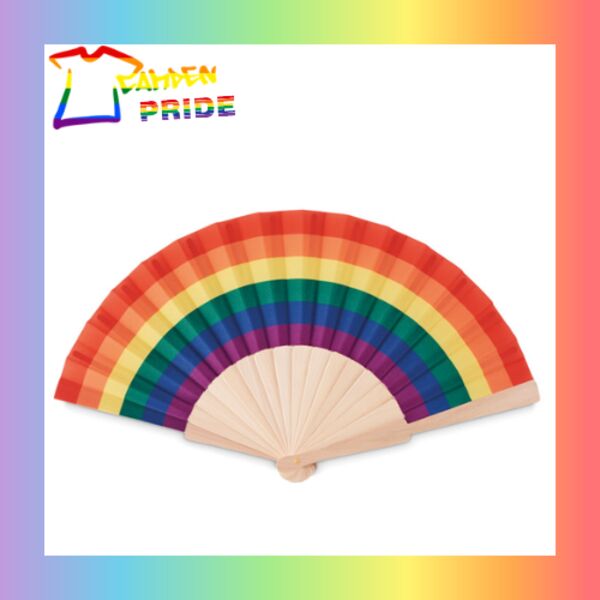 Rainbow wooden hand fan Thumbnail